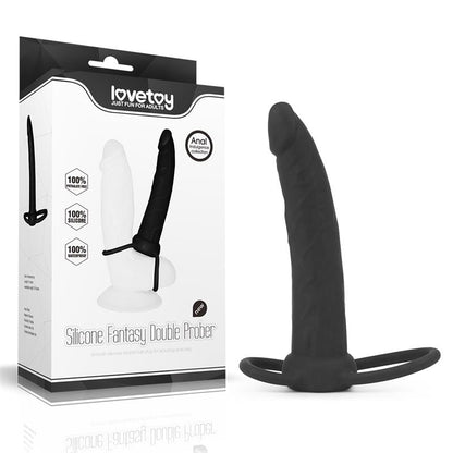 LOVETOY - DILDO ANAL CON DOBLE ANILLO NEGRO