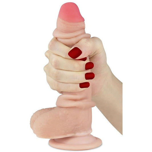LOVETOY - DILDO CON PIEL RETRACTIL 7 NATURAL