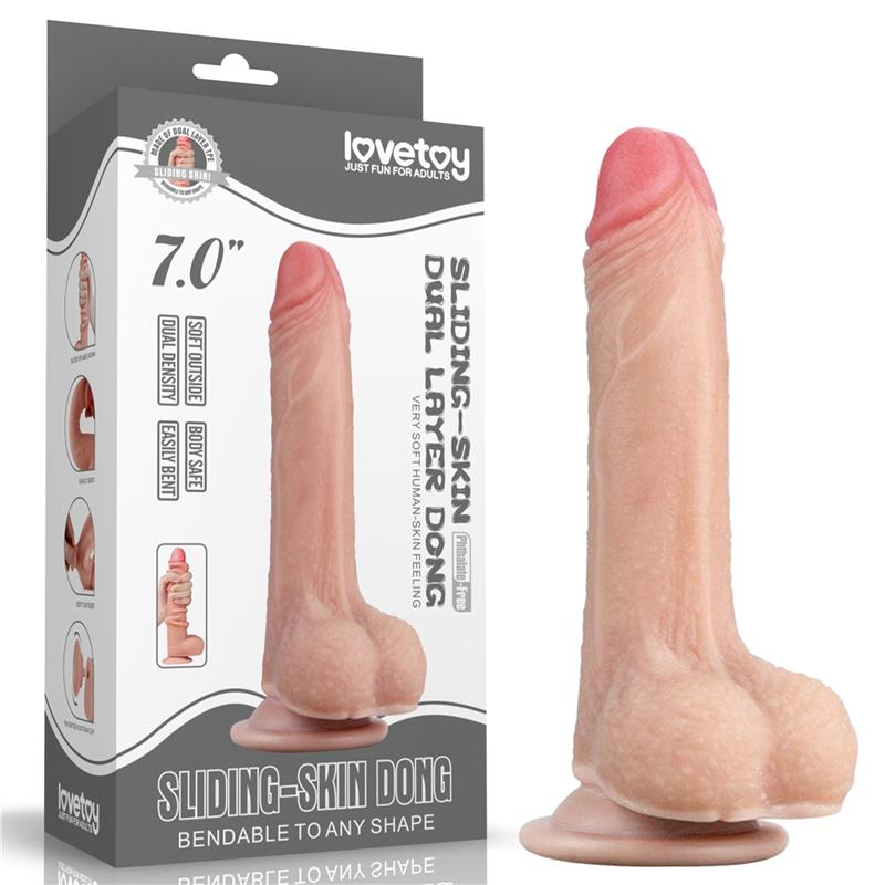 LOVETOY - DILDO CON PIEL RETRACTIL 7 NATURAL