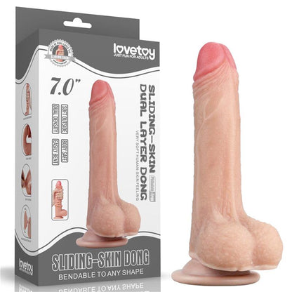LOVETOY - DILDO CON PIEL RETRACTIL 7 NATURAL