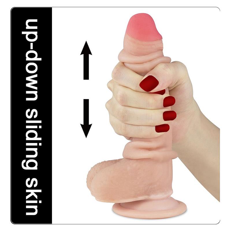 LOVETOY - DILDO CON PIEL RETRACTIL 7 NATURAL