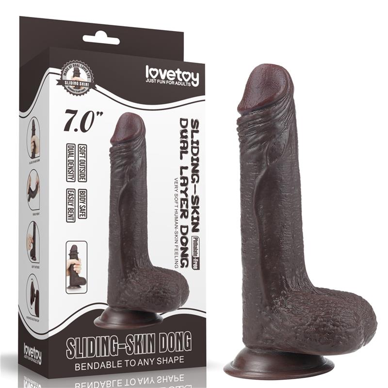 LOVETOY - DILDO CON PIEL RETRACTIL 7 NEGRO