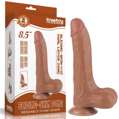 LOVETOY - DILDO CON PIEL RETRACTIL 8.5 BRONCEADO