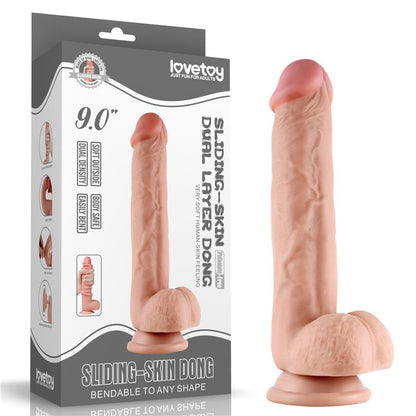 LOVETOY - DILDO CON PIEL RETRACTIL 9 NATURAL