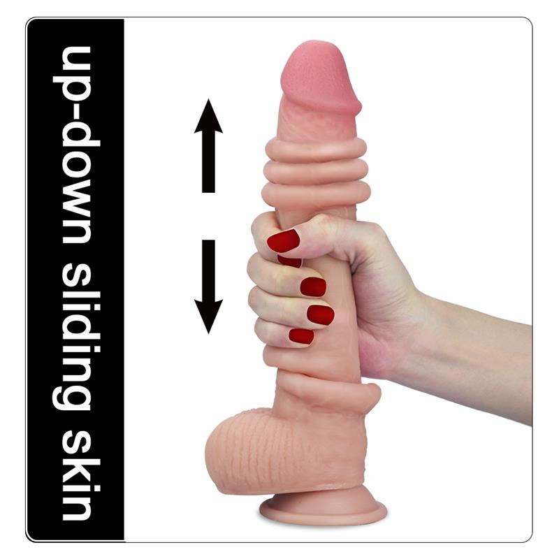 LOVETOY - DILDO CON PIEL RETRACTIL 9 NATURAL