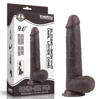 LOVETOY - DILDO CON PIEL RETRACTIL 9 NEGRO