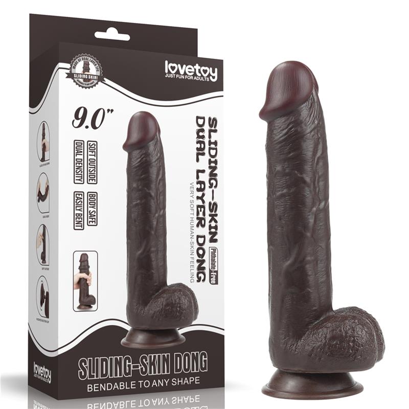 LOVETOY - DILDO CON PIEL RETRACTIL 9 NEGRO