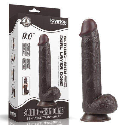 LOVETOY - DILDO CON PIEL RETRACTIL 9 NEGRO