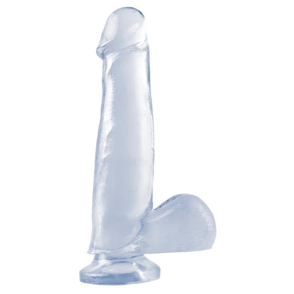 BASIX RUBBER WORKS - DILDO CON TESTÍCULOS Y VENTOSA - TRANSPARENTE 19 CM