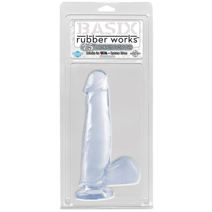 BASIX RUBBER WORKS - DILDO CON TESTÍCULOS Y VENTOSA - TRANSPARENTE 19 CM