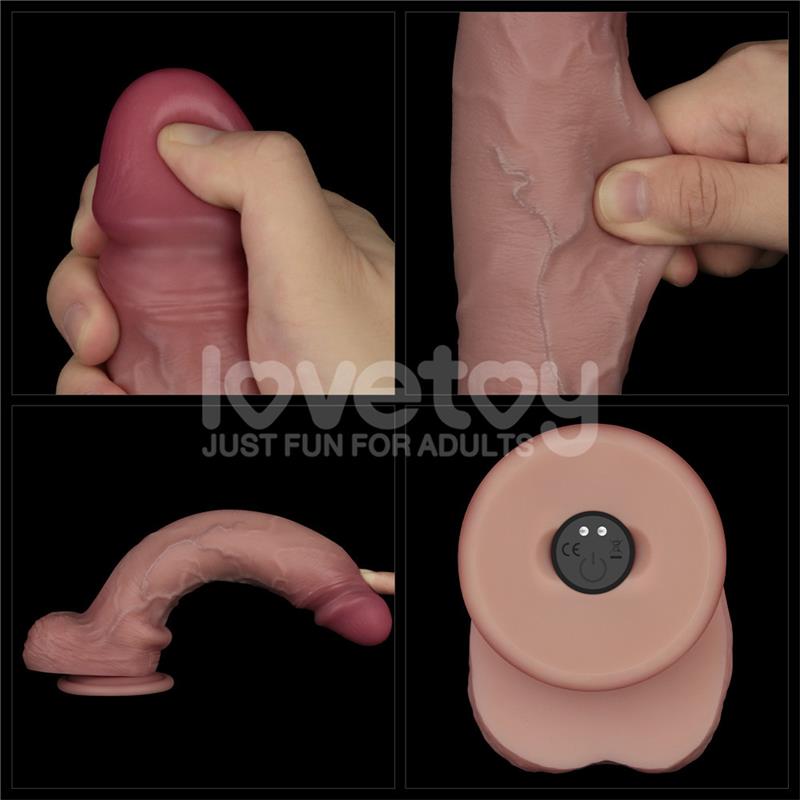 LOVETOY - DILDO CON VIBRACIÓN PIEL DESLIZANTE SILICONA DUAL LAYER 10