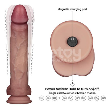 LOVETOY - DILDO CON VIBRACIÓN PIEL DESLIZANTE SILICONA DUAL LAYER 10