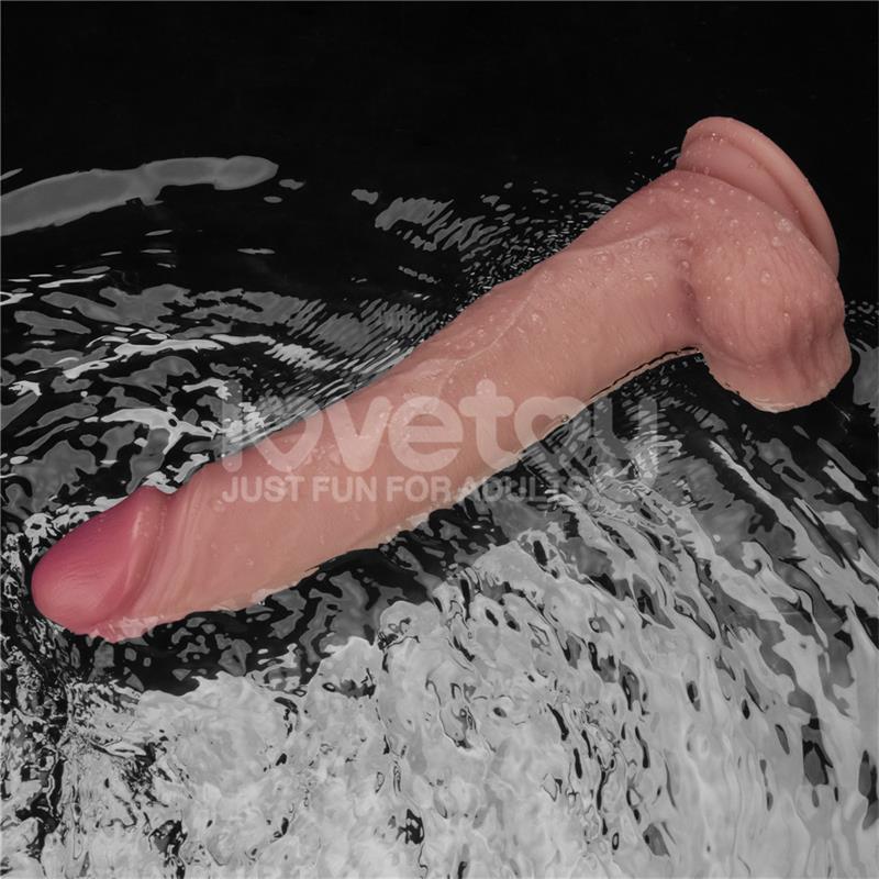 LOVETOY - DILDO CON VIBRACIÓN PIEL DESLIZANTE SILICONA DUAL LAYER 10