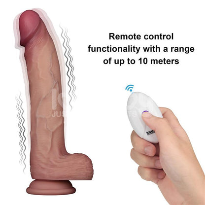 LOVETOY - DILDO CON VIBRACIÓN PIEL DESLIZANTE SILICONA DUAL LAYER 10
