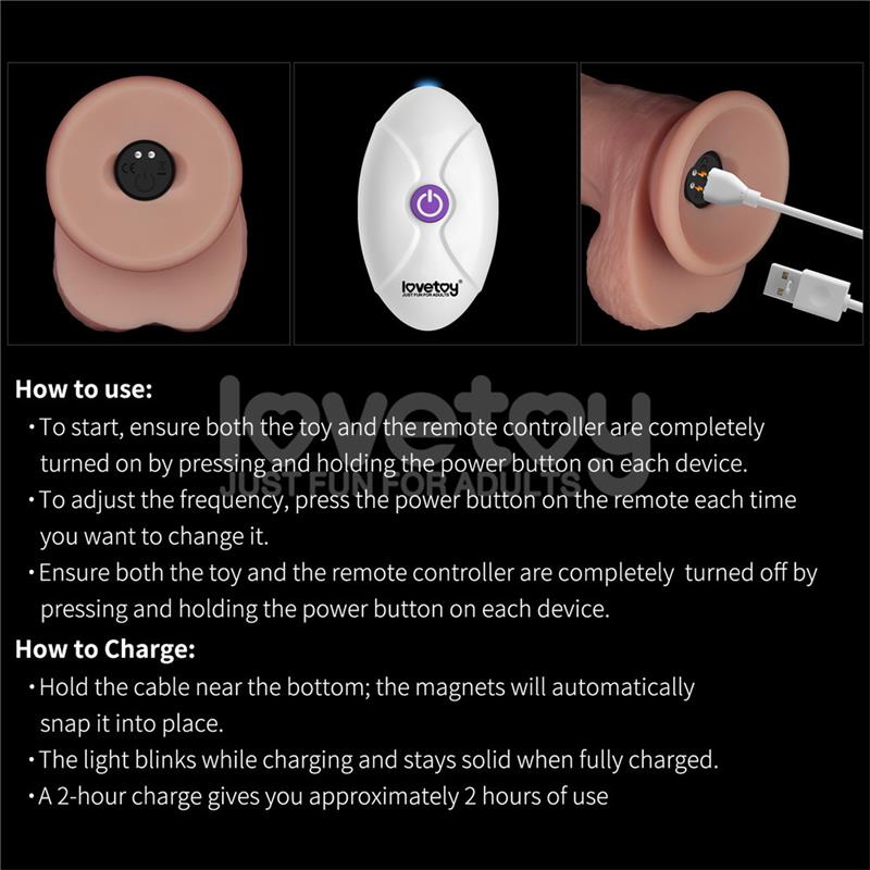 LOVETOY - DILDO CON VIBRACIÓN PIEL DESLIZANTE SILICONA DUAL LAYER 10