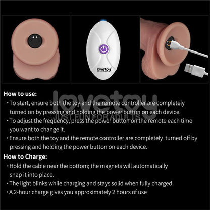 LOVETOY - DILDO CON VIBRACIÓN PIEL DESLIZANTE SILICONA DUAL LAYER 10