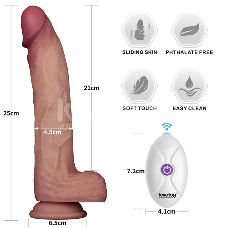 LOVETOY - DILDO CON VIBRACIÓN PIEL DESLIZANTE SILICONA DUAL LAYER 10