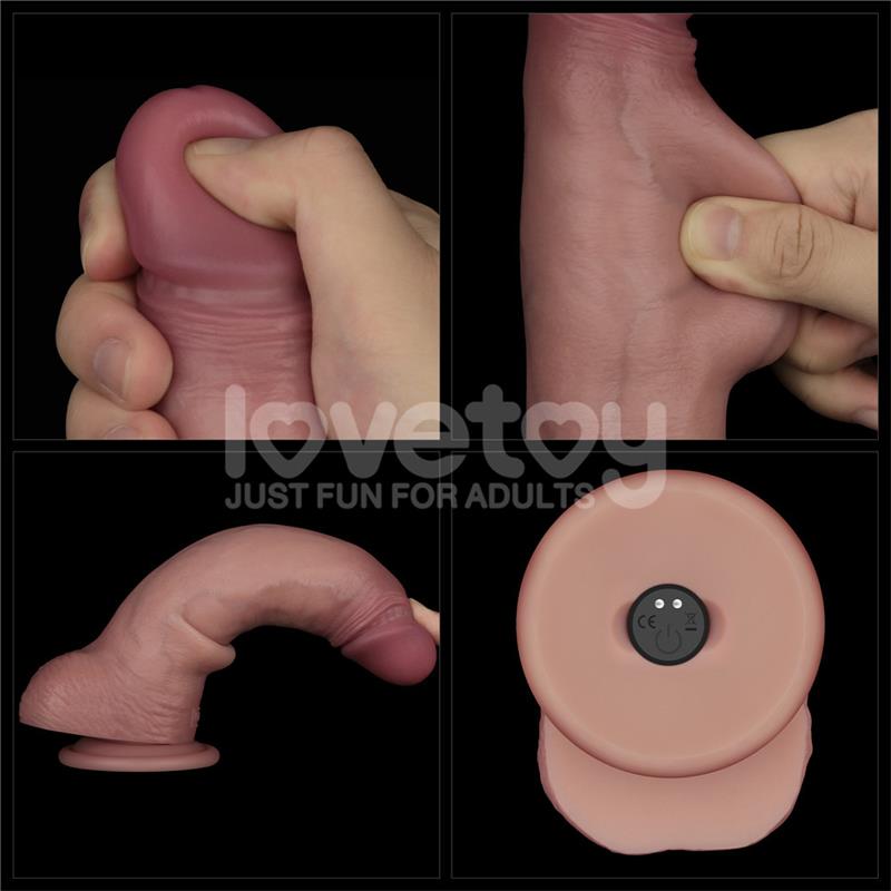 LOVETOY - DILDO CON VIBRACIÓN PIEL DESLIZANTE SILICONA DUAL LAYER 8.5