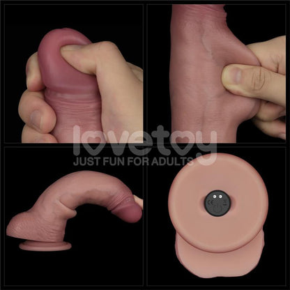LOVETOY - DILDO CON VIBRACIÓN PIEL DESLIZANTE SILICONA DUAL LAYER 8.5