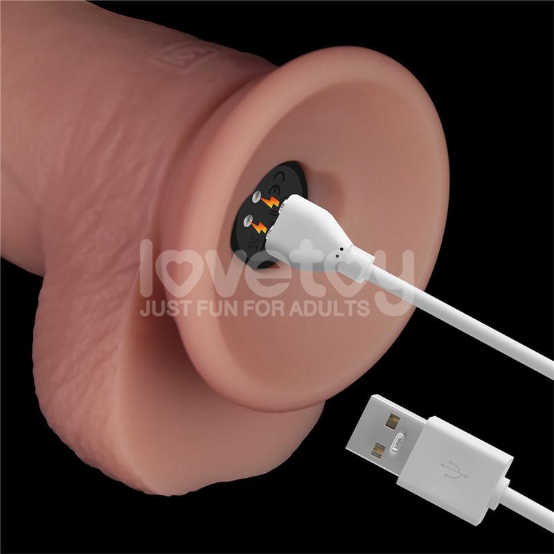 LOVETOY - DILDO CON VIBRACIÓN PIEL DESLIZANTE SILICONA DUAL LAYER 8.5