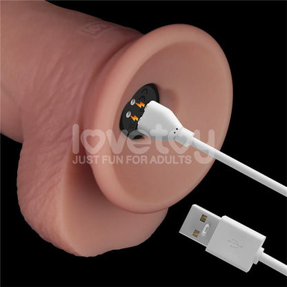 LOVETOY - DILDO CON VIBRACIÓN PIEL DESLIZANTE SILICONA DUAL LAYER 8.5