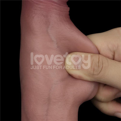 LOVETOY - DILDO CON VIBRACIÓN PIEL DESLIZANTE SILICONA DUAL LAYER 8.5