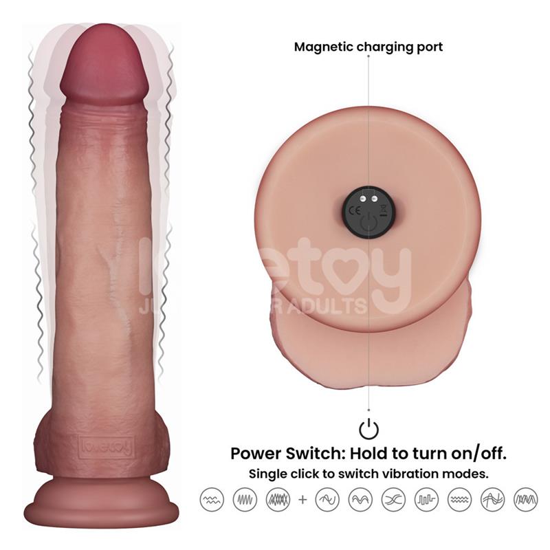 LOVETOY - DILDO CON VIBRACIÓN PIEL DESLIZANTE SILICONA DUAL LAYER 8.5
