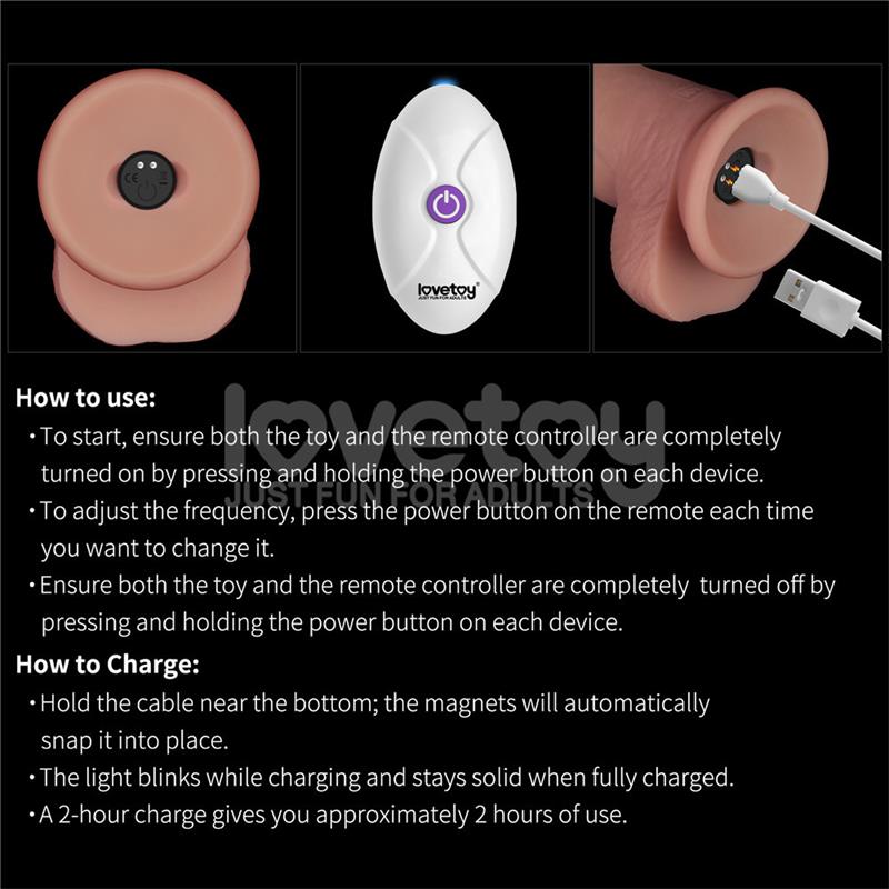 LOVETOY - DILDO CON VIBRACIÓN PIEL DESLIZANTE SILICONA DUAL LAYER 8.5