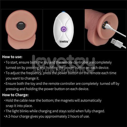 LOVETOY - DILDO CON VIBRACIÓN PIEL DESLIZANTE SILICONA DUAL LAYER 8.5