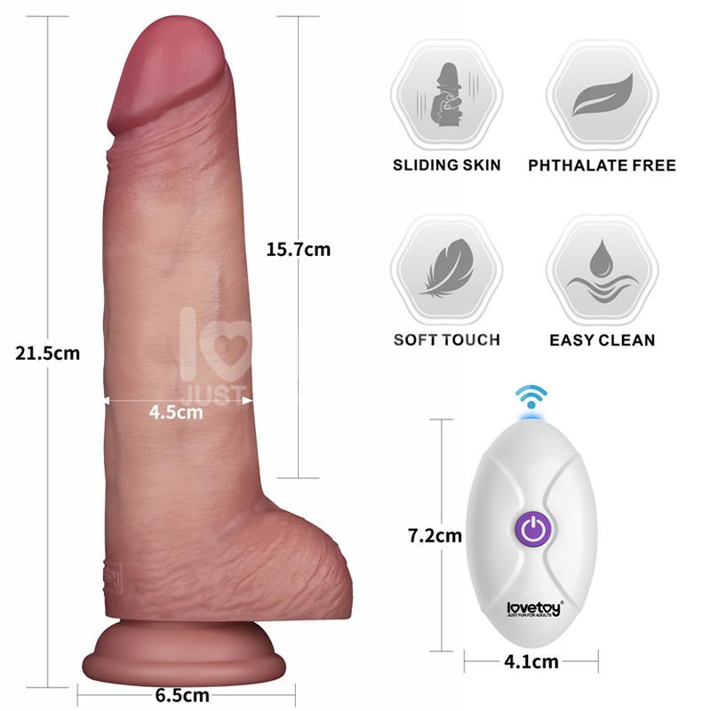LOVETOY - DILDO CON VIBRACIÓN PIEL DESLIZANTE SILICONA DUAL LAYER 8.5