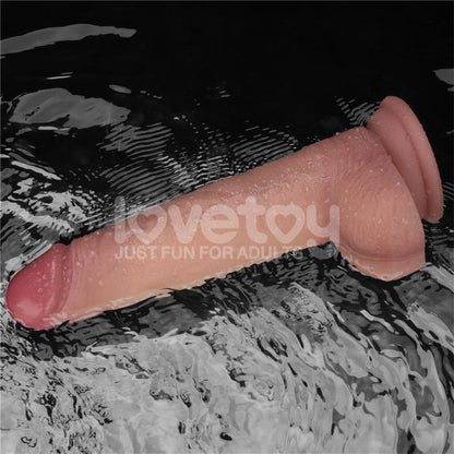 LOVETOY - DILDO CON VIBRACIÓN PIEL DESLIZANTE SILICONA DUAL LAYER 8.5