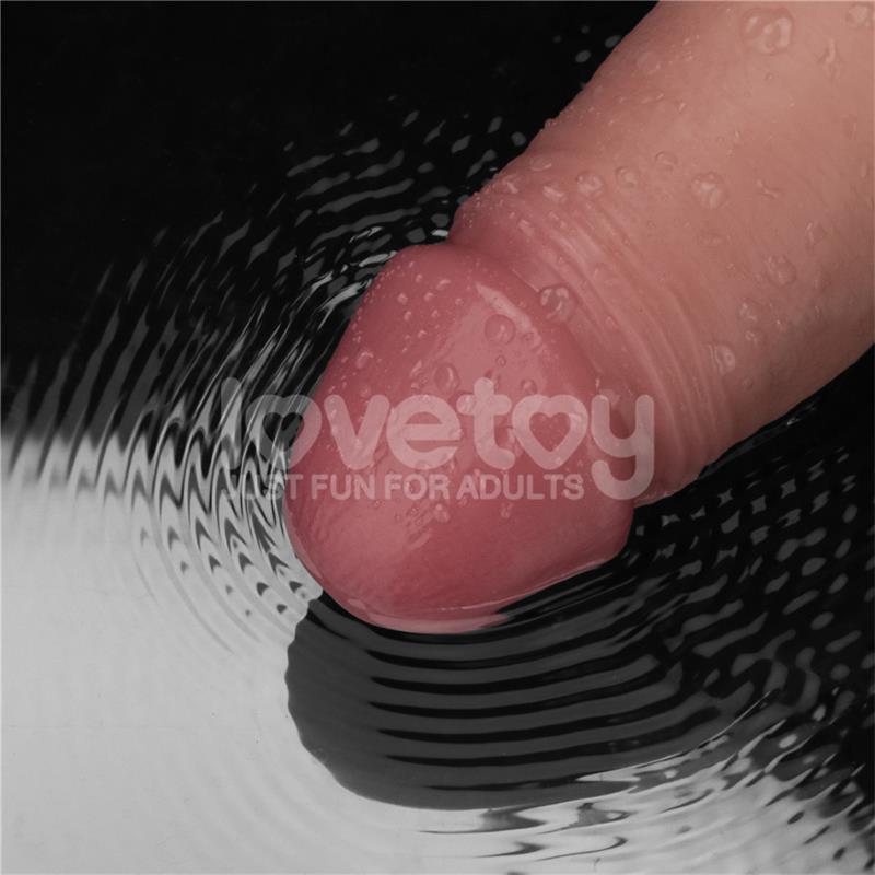 LOVETOY - DILDO CON VIBRACIÓN PIEL DESLIZANTE SILICONA DUAL LAYER 8.5