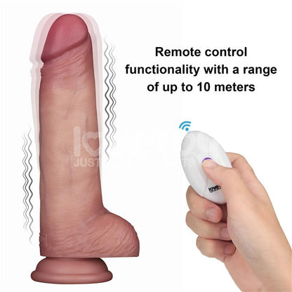 LOVETOY - DILDO CON VIBRACIÓN PIEL DESLIZANTE SILICONA DUAL LAYER 8.5