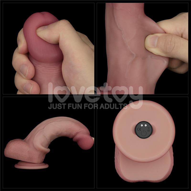 LOVETOY - DILDO CON VIBRACIÓN PIEL DESLIZANTE SILICONA DUAL LAYER 8