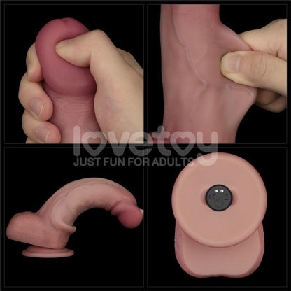 LOVETOY - DILDO CON VIBRACIÓN PIEL DESLIZANTE SILICONA DUAL LAYER 8