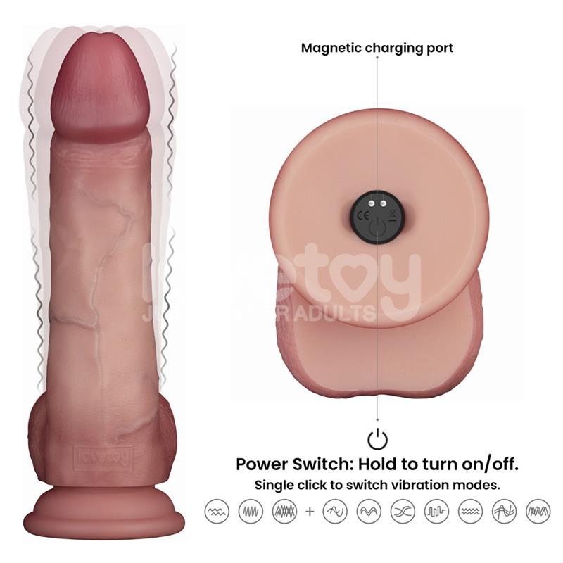 LOVETOY - DILDO CON VIBRACIÓN PIEL DESLIZANTE SILICONA DUAL LAYER 8