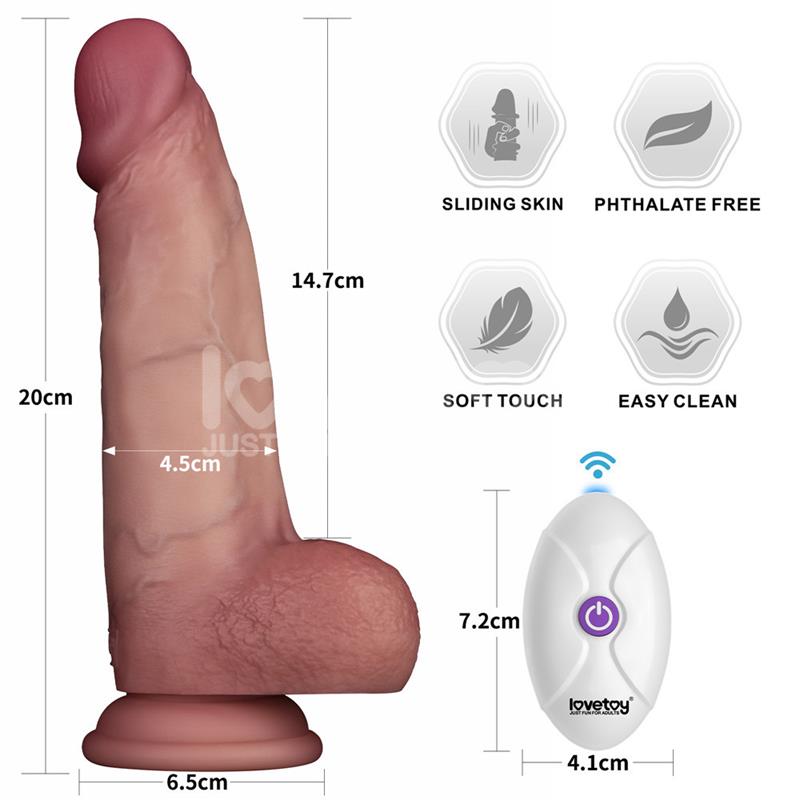 LOVETOY - DILDO CON VIBRACIÓN PIEL DESLIZANTE SILICONA DUAL LAYER 8