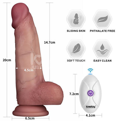 LOVETOY - DILDO CON VIBRACIÓN PIEL DESLIZANTE SILICONA DUAL LAYER 8