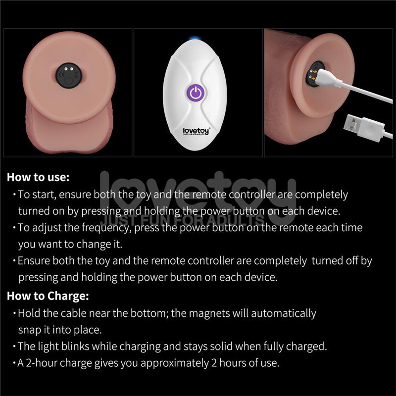 LOVETOY - DILDO CON VIBRACIÓN PIEL DESLIZANTE SILICONA DUAL LAYER 8