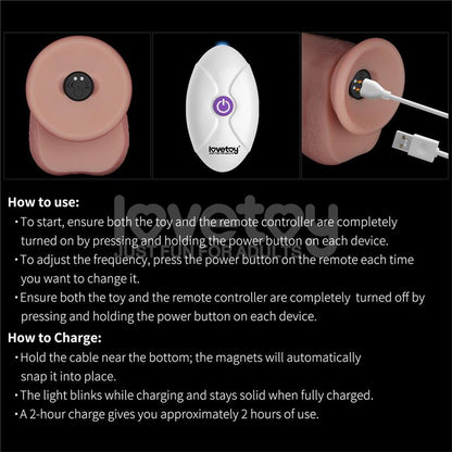 LOVETOY - DILDO CON VIBRACIÓN PIEL DESLIZANTE SILICONA DUAL LAYER 8