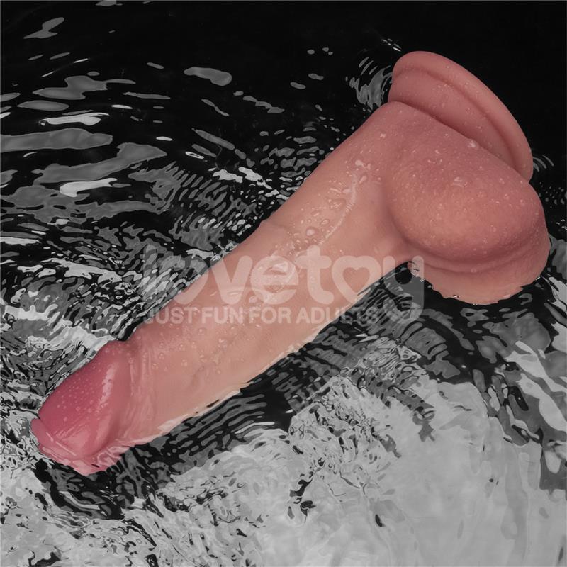 LOVETOY - DILDO CON VIBRACIÓN PIEL DESLIZANTE SILICONA DUAL LAYER 8