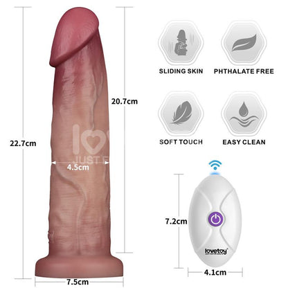LOVETOY - DILDO CON VIBRACIÓN PIEL DESLIZANTE SILICONA DUAL LAYER 9