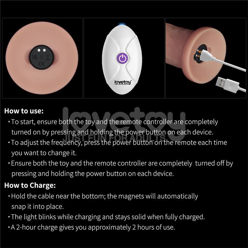 LOVETOY - DILDO CON VIBRACIÓN PIEL DESLIZANTE SILICONA DUAL LAYER 9