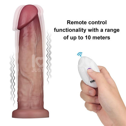 LOVETOY - DILDO CON VIBRACIÓN PIEL DESLIZANTE SILICONA DUAL LAYER 9