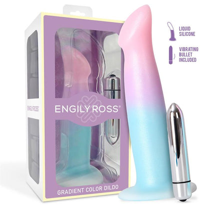 DILDOX BY ENGILY ROSS - DILDO CON VIBRACIÓN Y VENTOSA COLOR DEGRADADO 17 CM