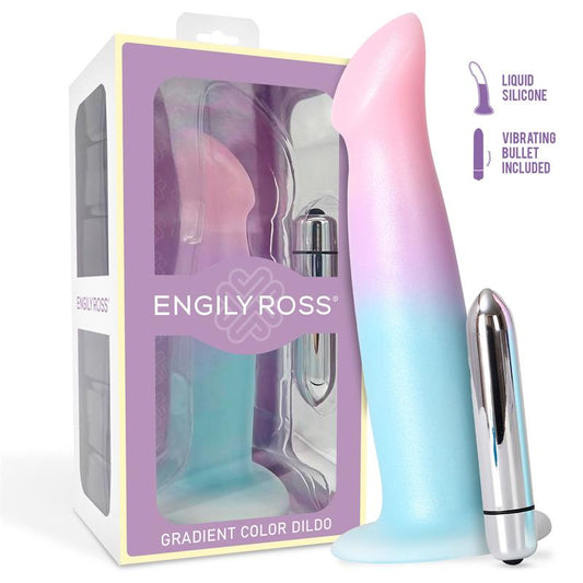 DILDOX BY ENGILY ROSS - DILDO CON VIBRACIÓN Y VENTOSA COLOR DEGRADADO 17 CM