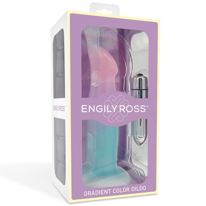 DILDOX BY ENGILY ROSS - DILDO CON VIBRACIÓN Y VENTOSA COLOR DEGRADADO 17 CM
