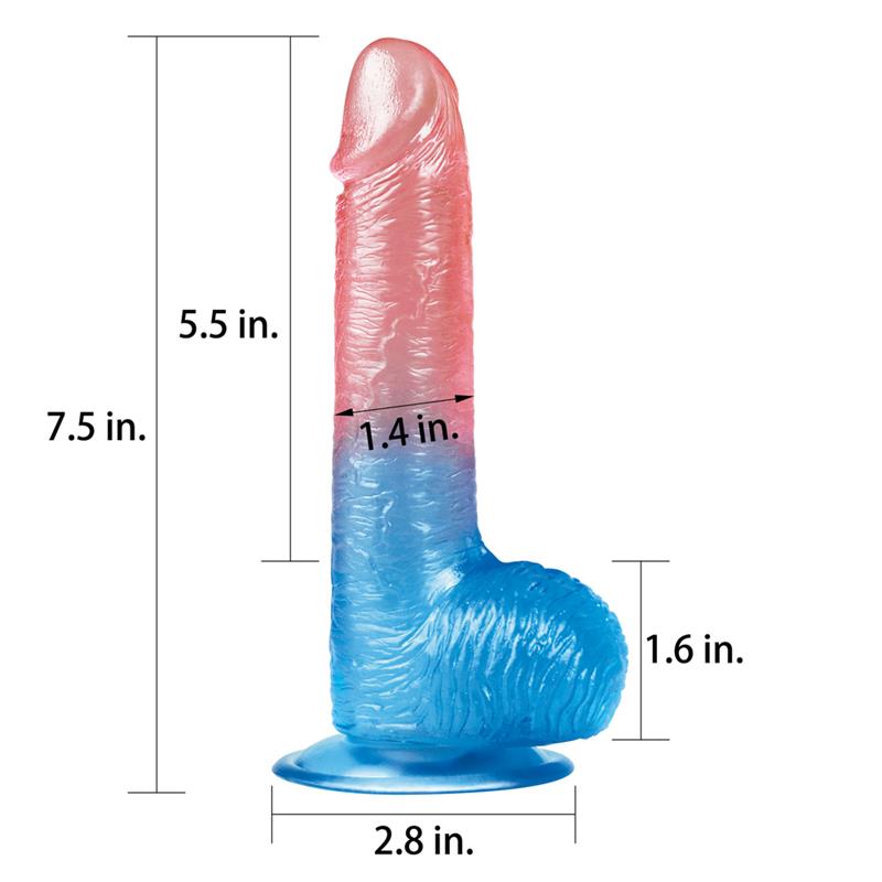 LOVETOY - DILDO DAZZLE STUDS 7.5 ROSA Y AZUL