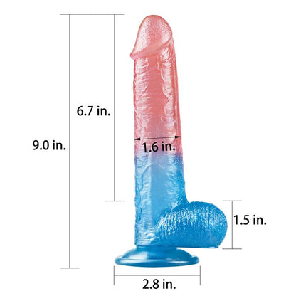 LOVETOY - DILDO DAZZLE STUDSV 9 ROSA Y AZUL