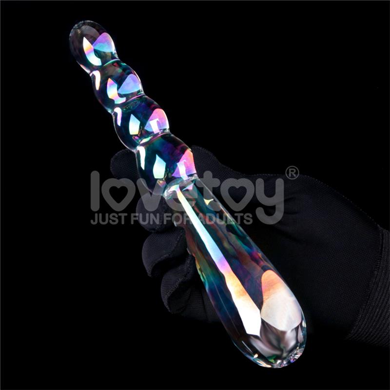 LOVETOY - DILDO DE CRISTAL QUE BRILLA EN LA OSCURIDAD TWILIGHT GLEAM RISING RIPPLES